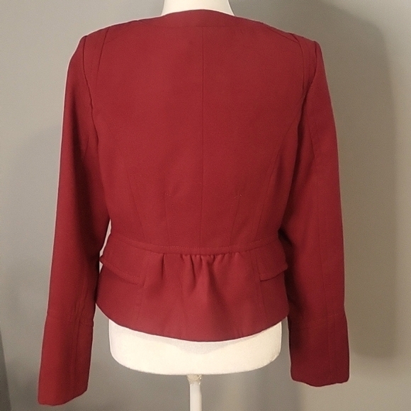 Express Vintage Structured Peplum Lined Zip Front Red Moto Jacket Size M - Picture 3 of 14
